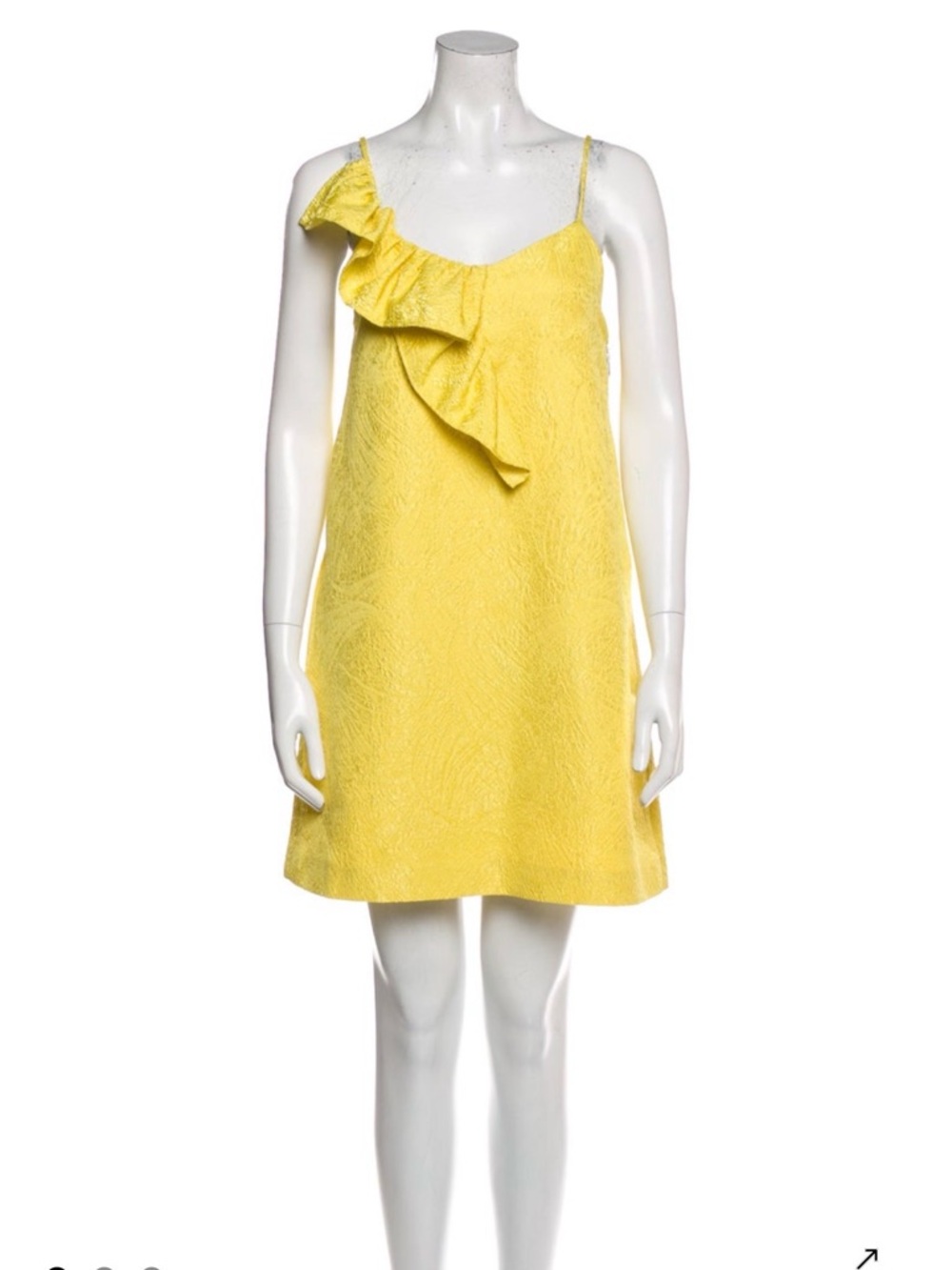 MSGM Yellow One-Shoulder Ruffle Mini Dress